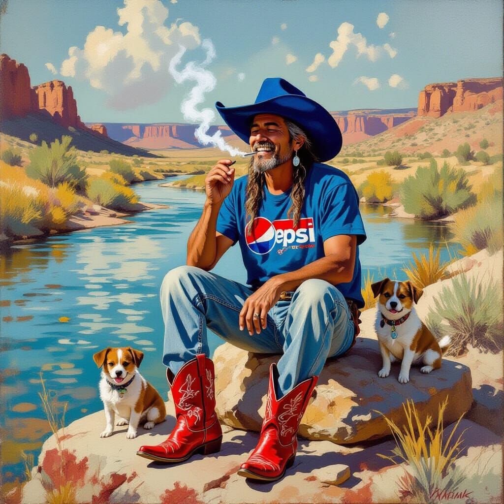 Desert Shaman in Earthy Tones as Expressive Painting