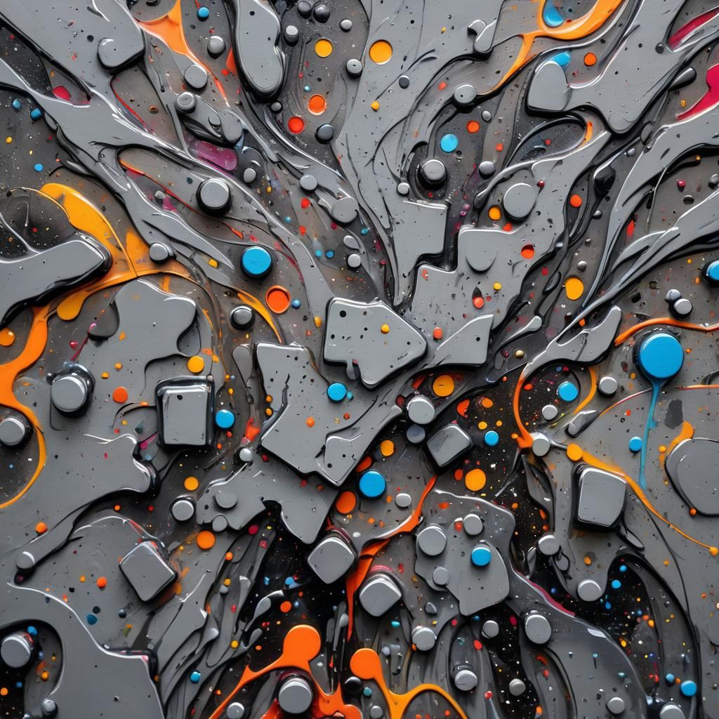 Energetic Graffiti Art on Wooden Edge in Polychromatic Color...