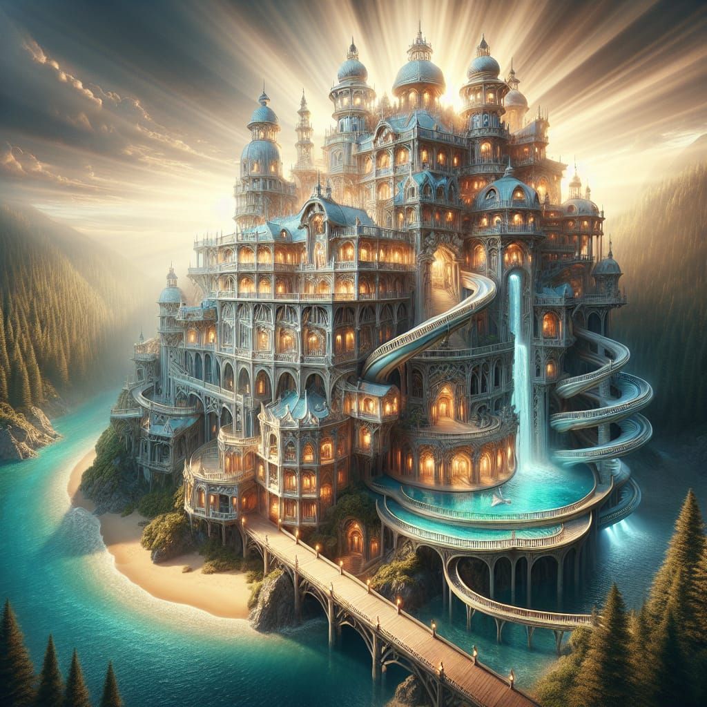 Vintage Mansion in Divine Sunshine, with River and Ancient F...