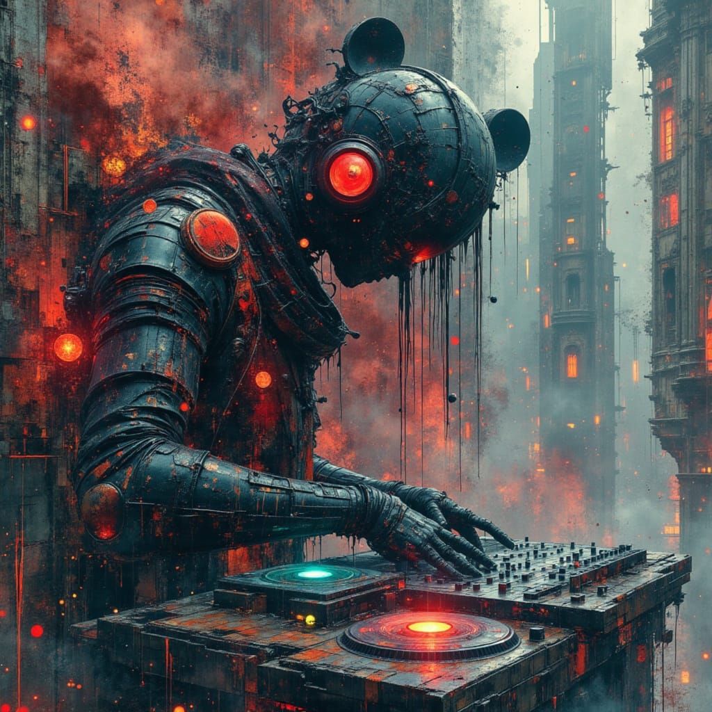 Technopunk DJ in a Cyberpunk Aesthetic