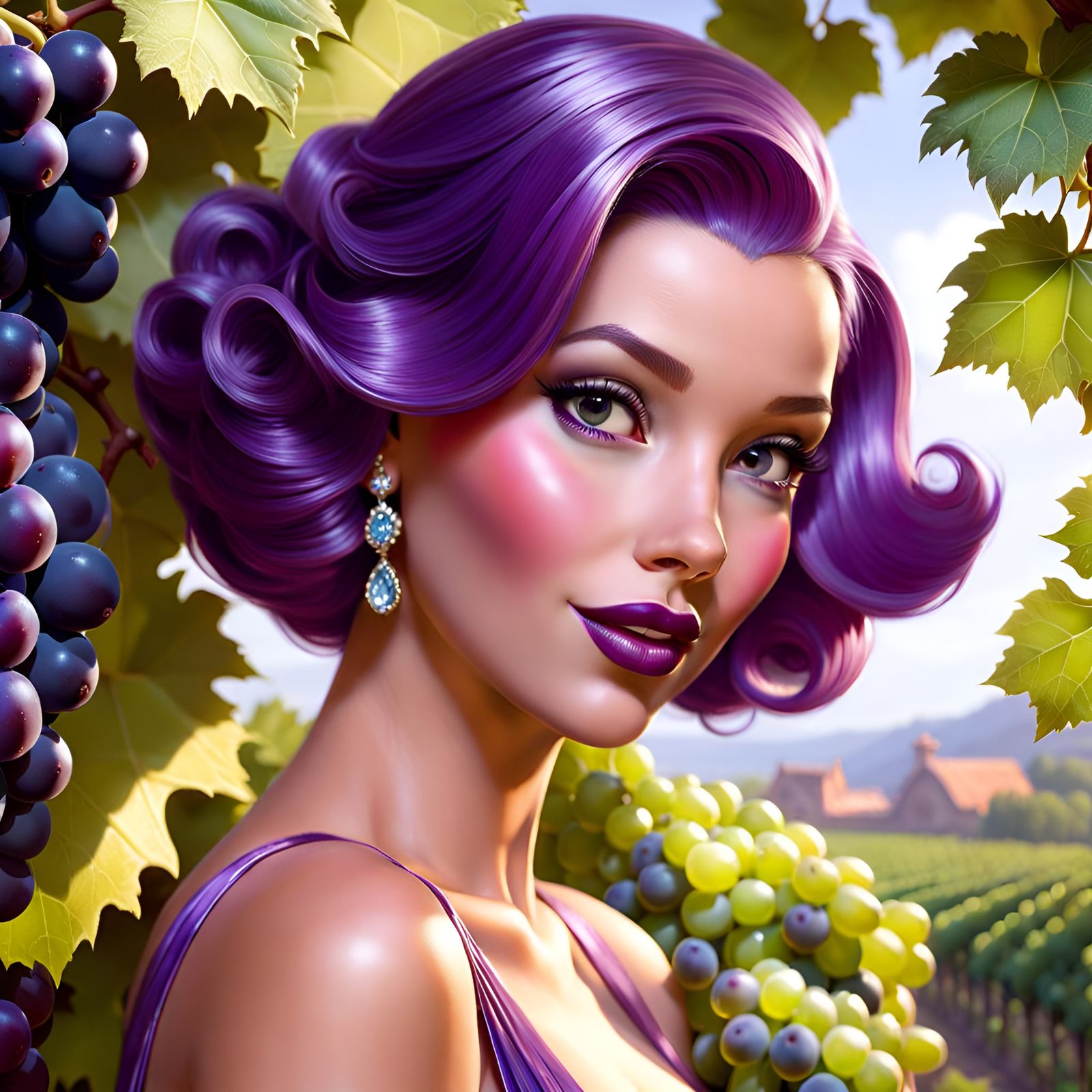 Gorgeous Purple Haired Woman in Artgerm Style