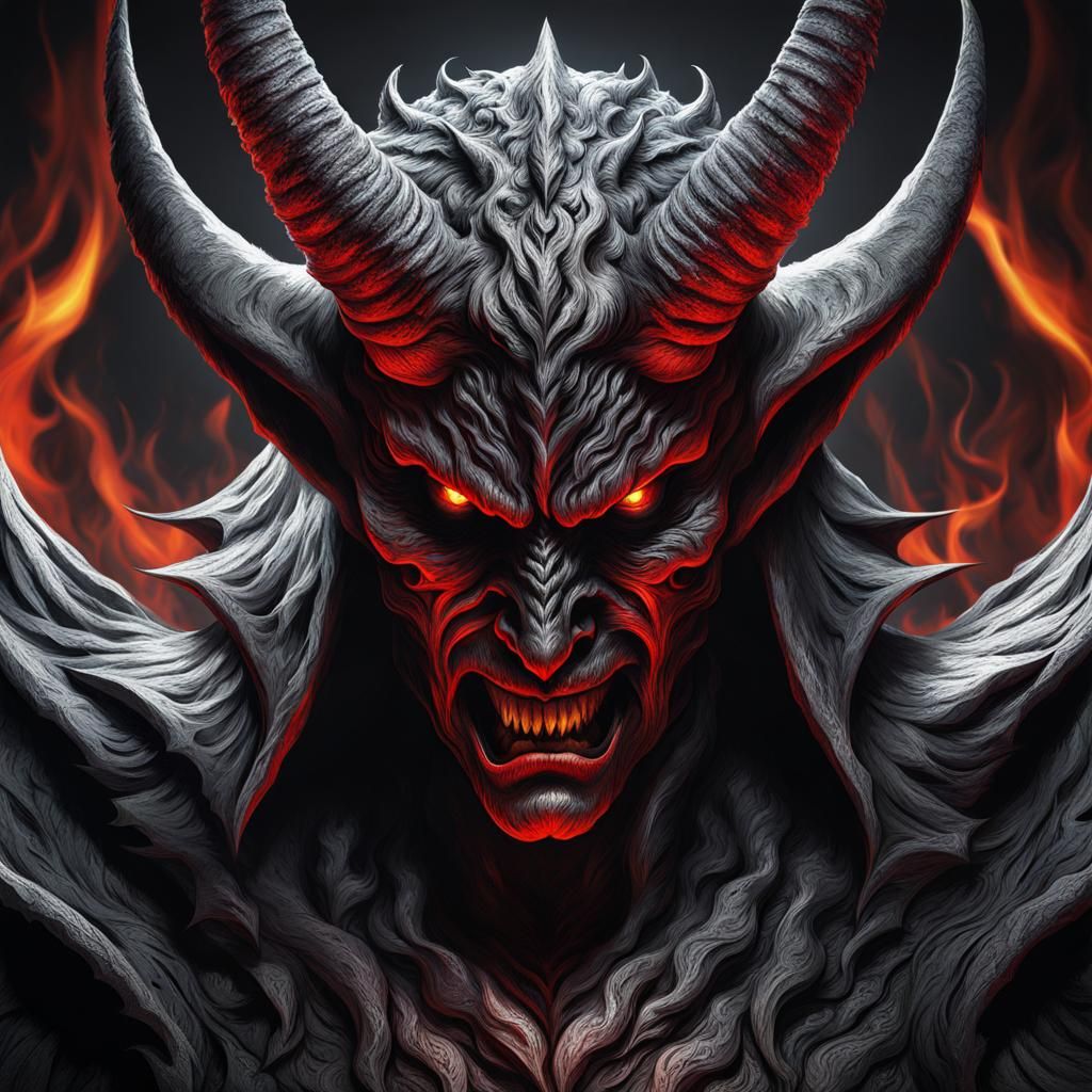 Lucifer, Demon Lord of Hell in Detailed Horror Style