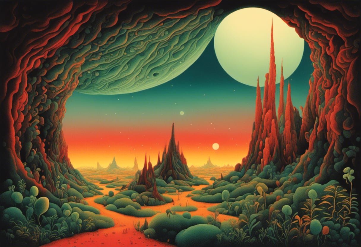 Surreal Alien Landscape Illustration