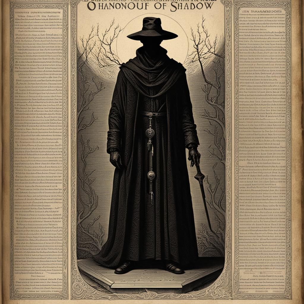 Occult Book Illustration: Humanoid Shadow Profile