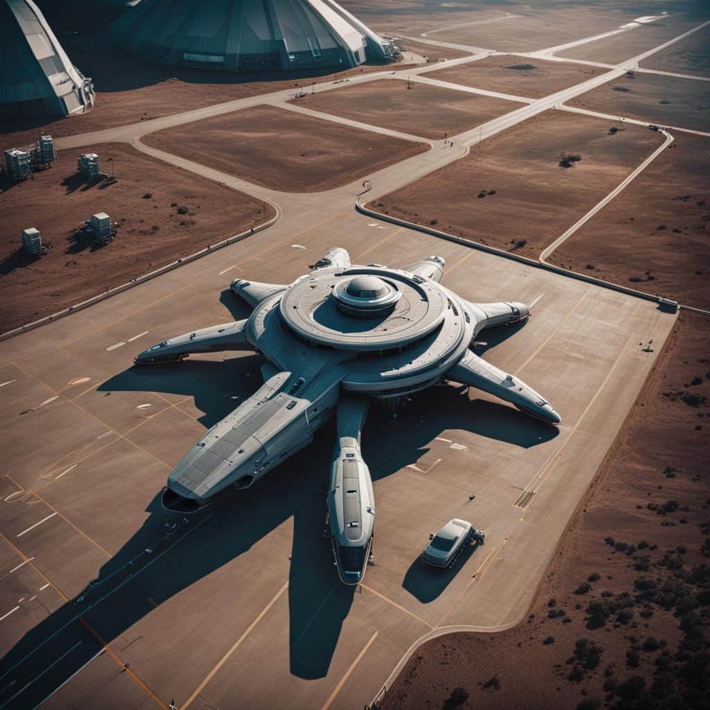 Futuristic Starship Starport with Cinematic Lighting