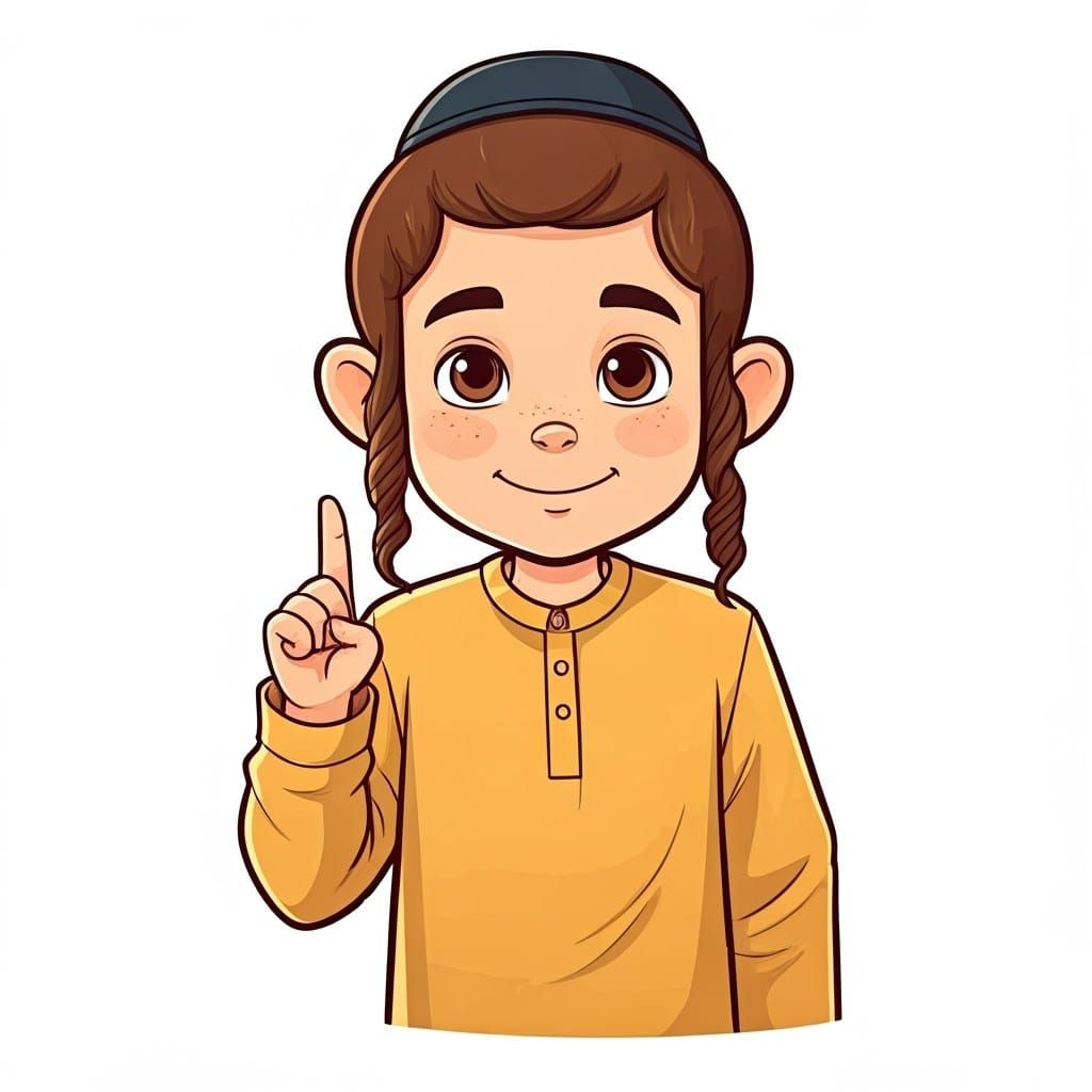 Haredi Boy in Yellow Shirts Warns with a Smile