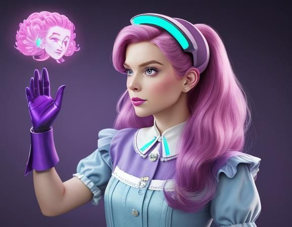 Stepford Wife with Futuristic Brain Interface Device