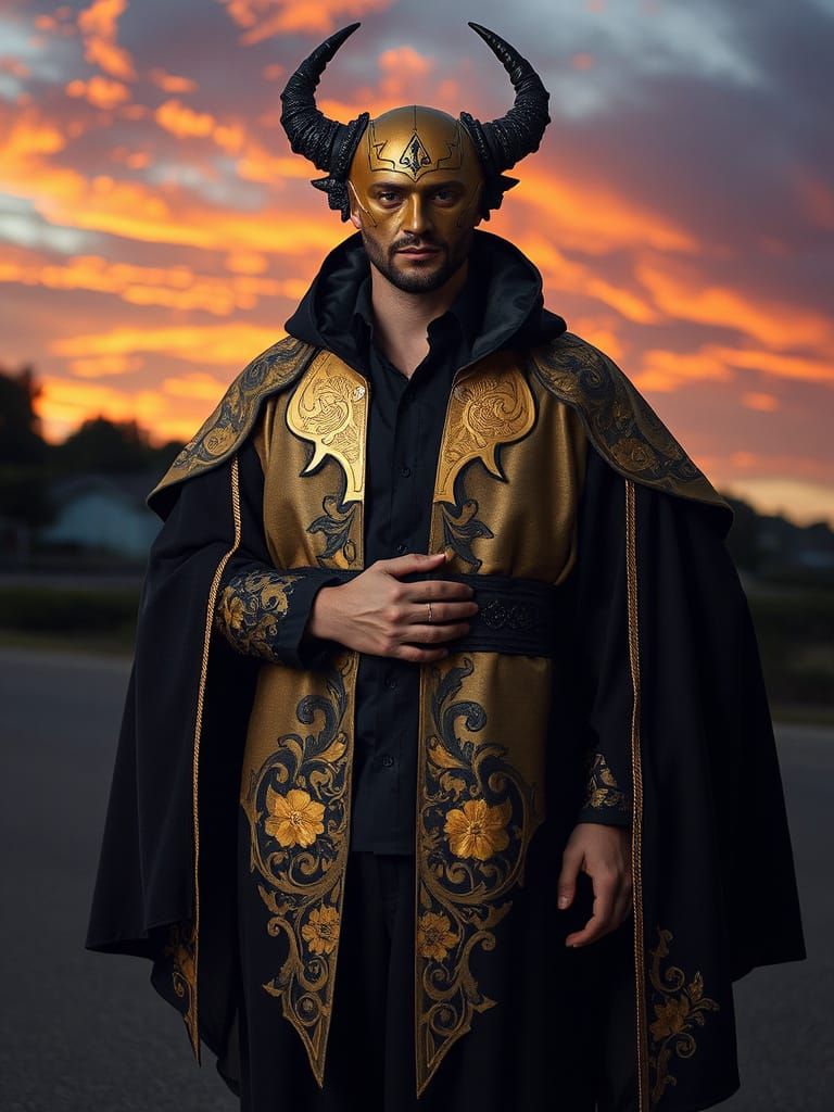 Modern Occultist in Gold Robes, Neoclassical Style
