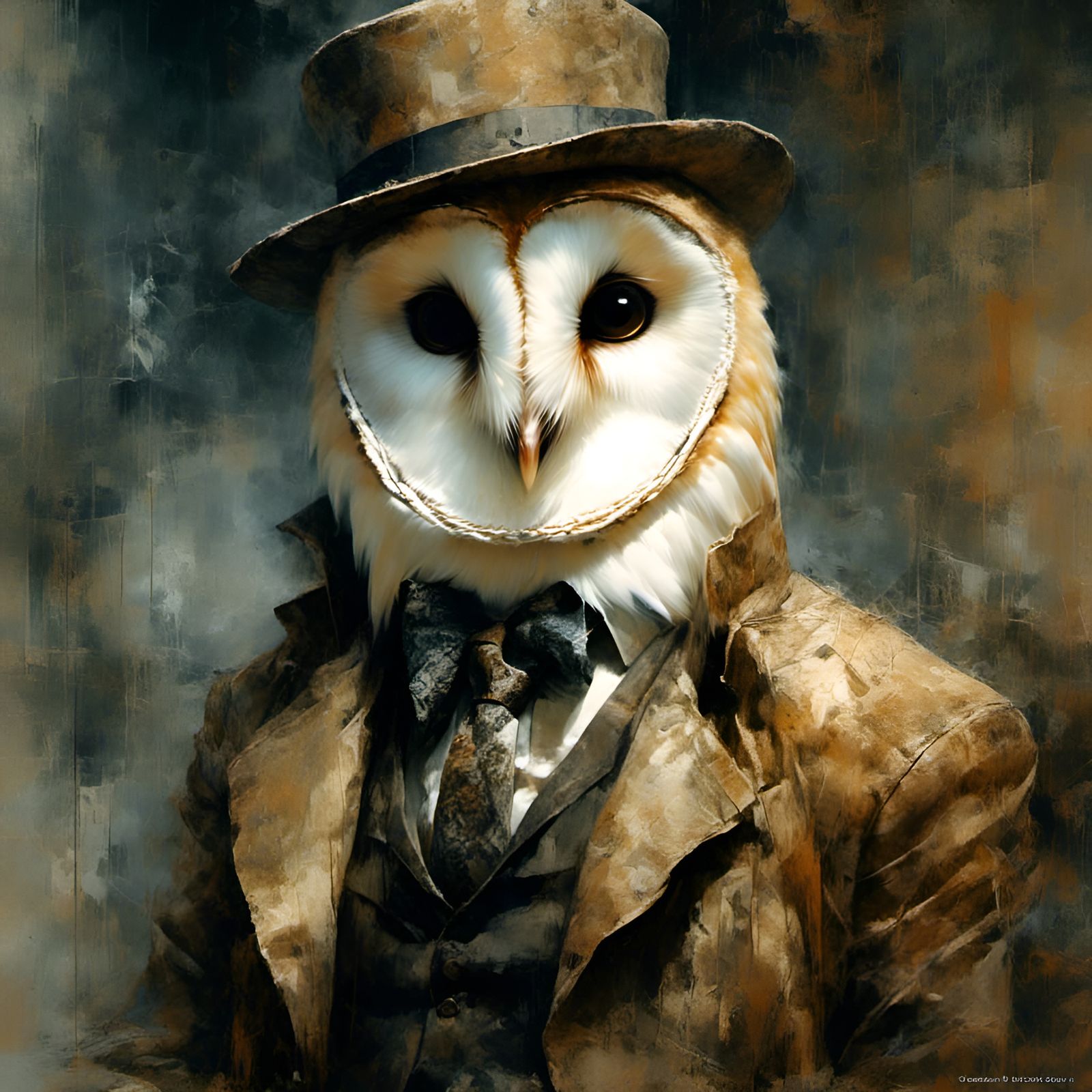 Barn Owl Detective in Victorian Parlor