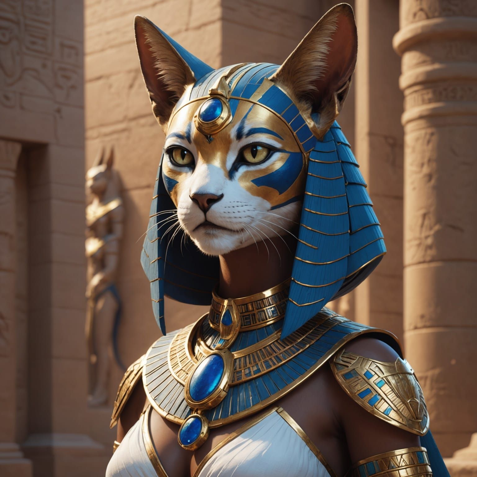 Goddess Bastet: Detailed 3D Anime Art