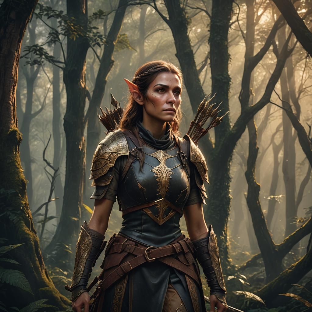 Elder Wood Elf Portrait in Matte Painting Style