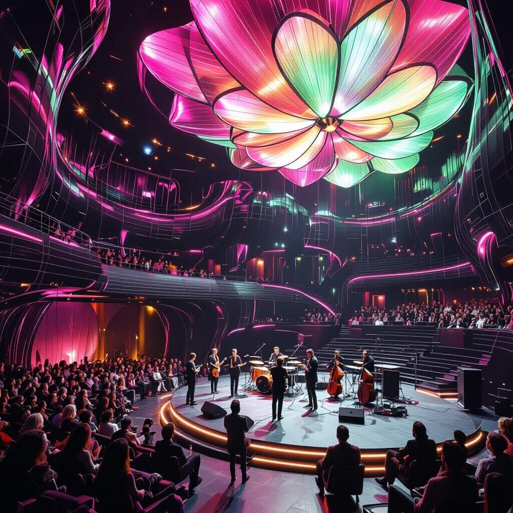 Futuristic Auditorium with Bioluminescent Lighting