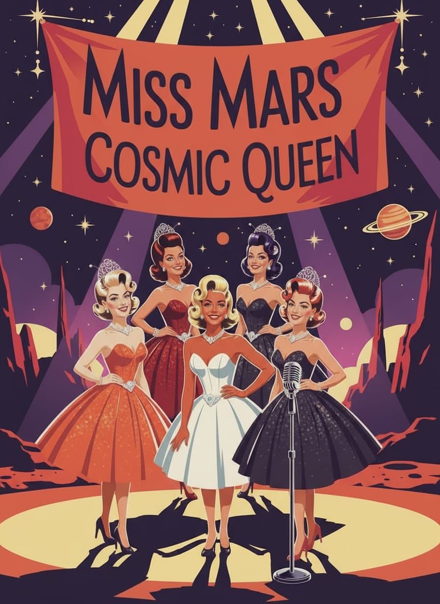 Martian Women in 1950s Beauty Contest in Coop Style