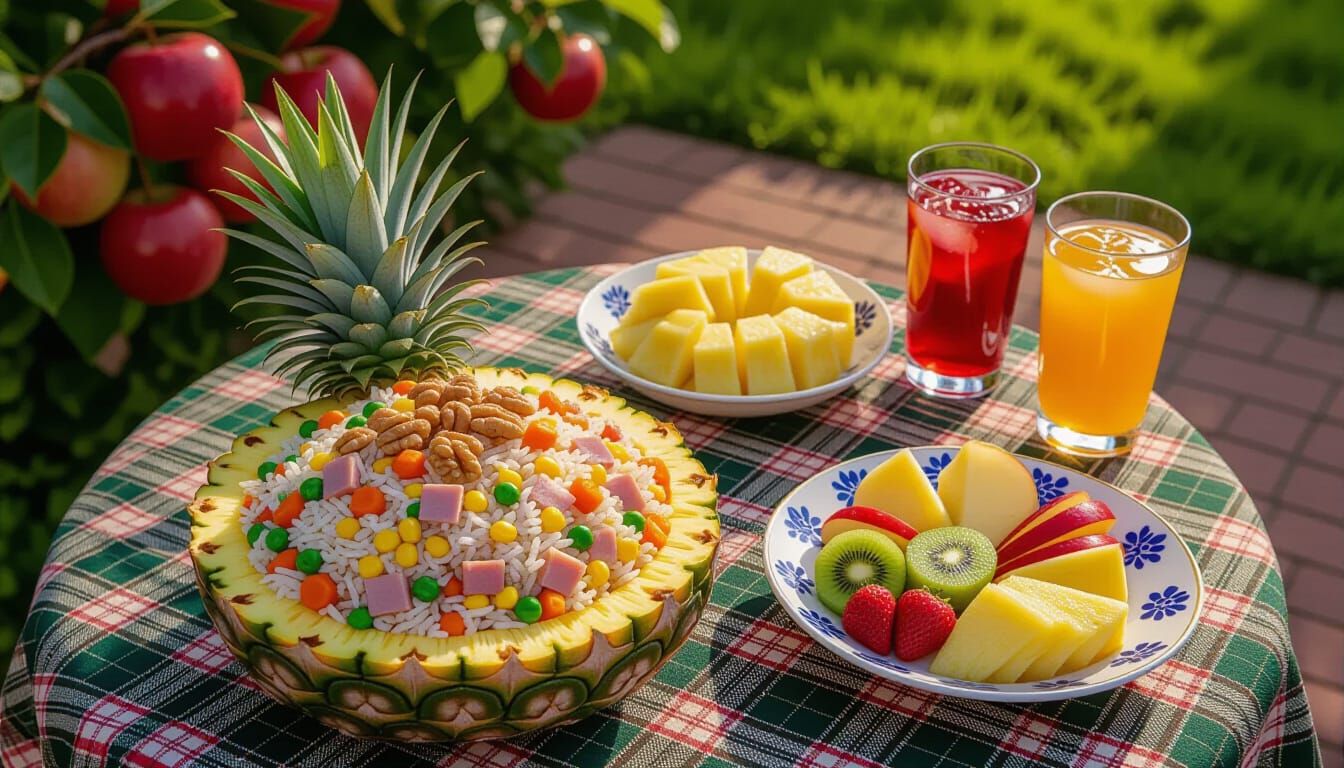 Charming Fried Rice Platter in Pineapple Bowl