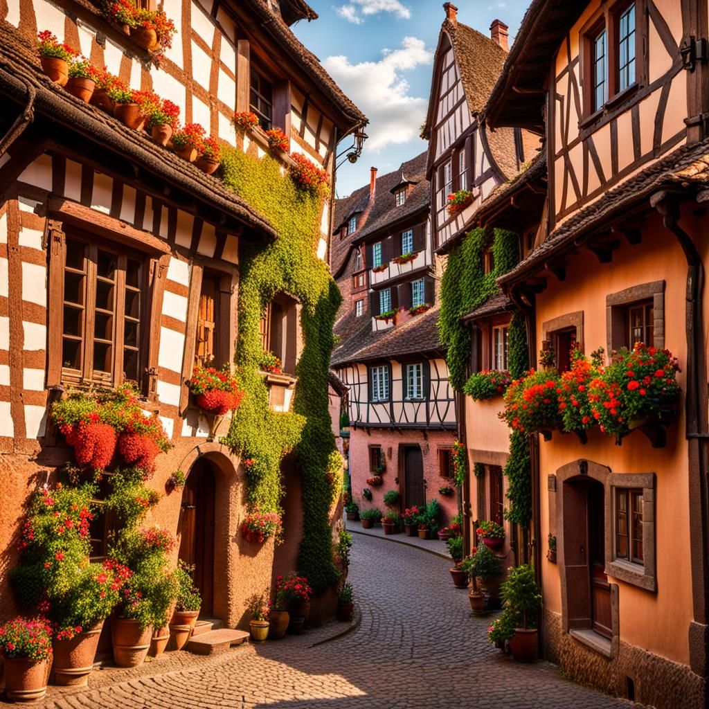 Riquewihr at Golden Hour: An Impressionist Vision