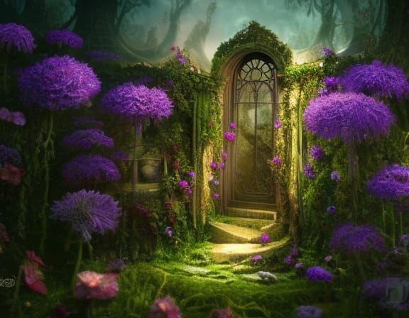 Enchanted Flower Garden with Hidden Door