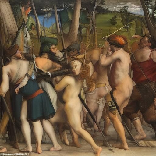Archers Fainting Before Sage, Holbein and Serebriakova Style