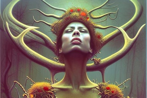 Mystic Huntress in Autumn Woods: A Macabre Film Noir