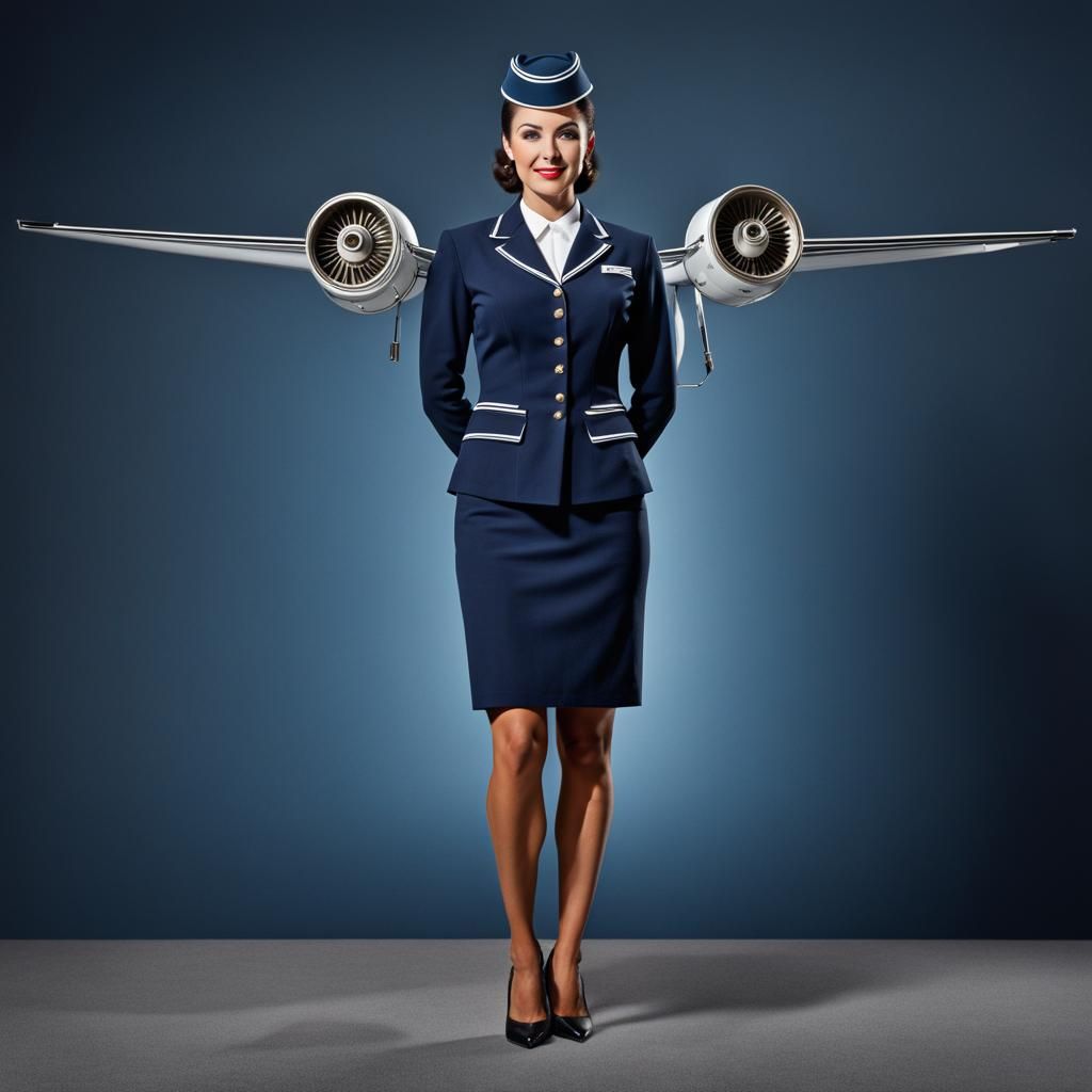 1959 Stewardess Portrait in Hyperrealistic 8K