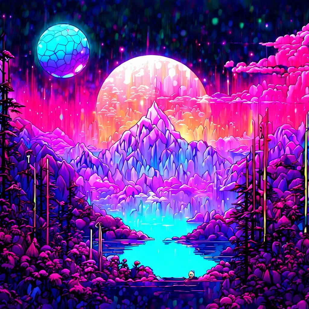 Futurpunk Line Art of Alien Planet Landscape