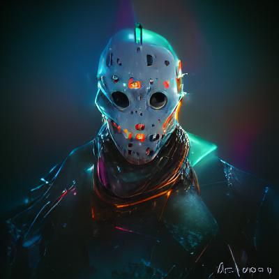 Jason Vorhees in Neon 80s Style