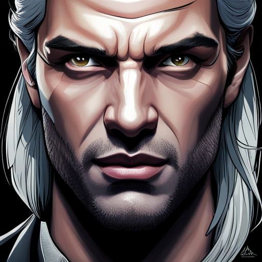 Detailed Portrait of a Witcher with Yellow Eyes