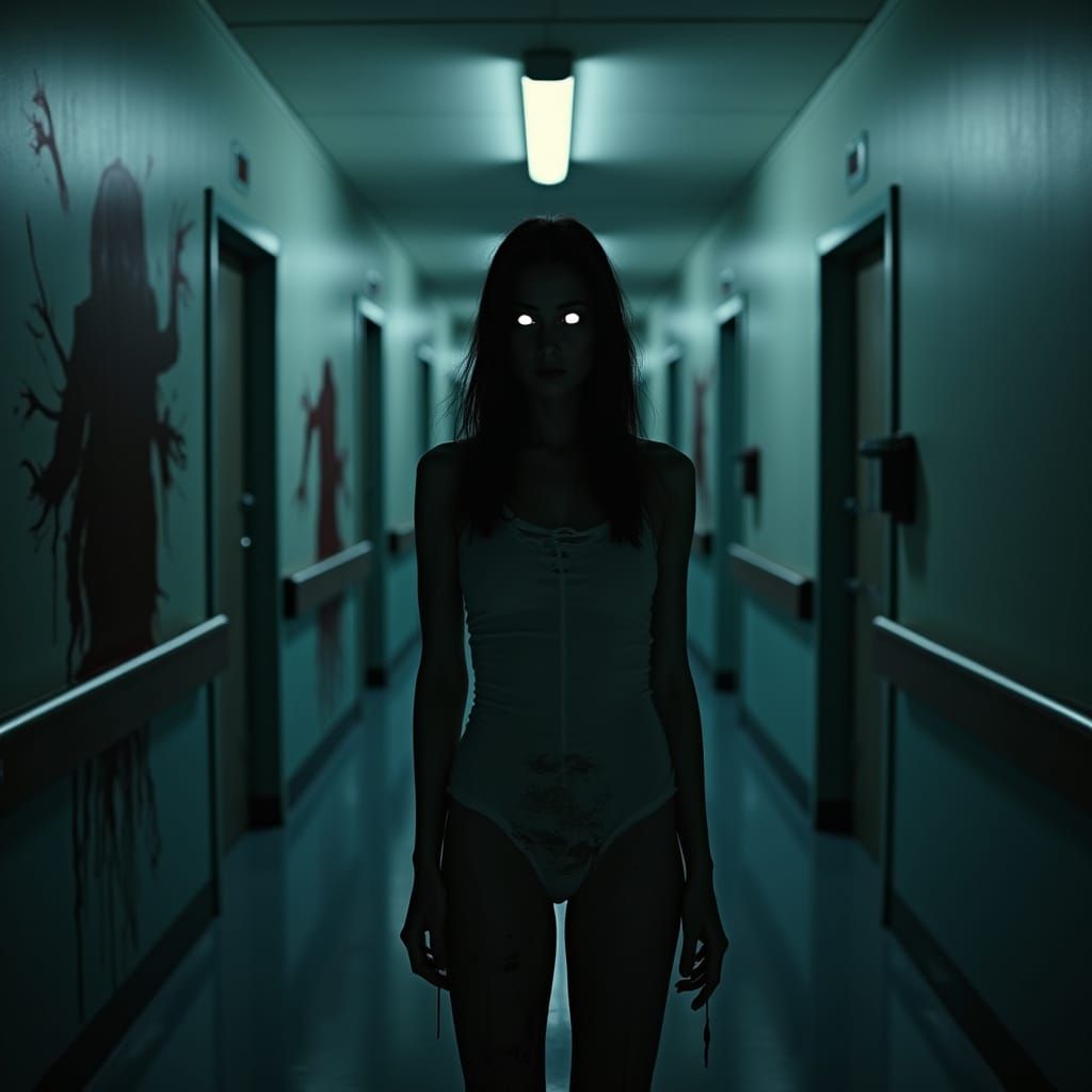 Eerie Hospital Stalker in Cinematic Horror Style