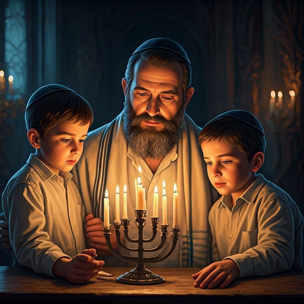 A Jewish Father of Faith in Hanukkah Splendor