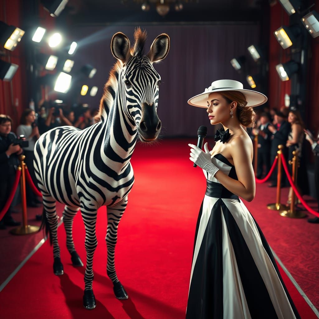 Zebra Struts the Red Carpet in Black Tie Finery