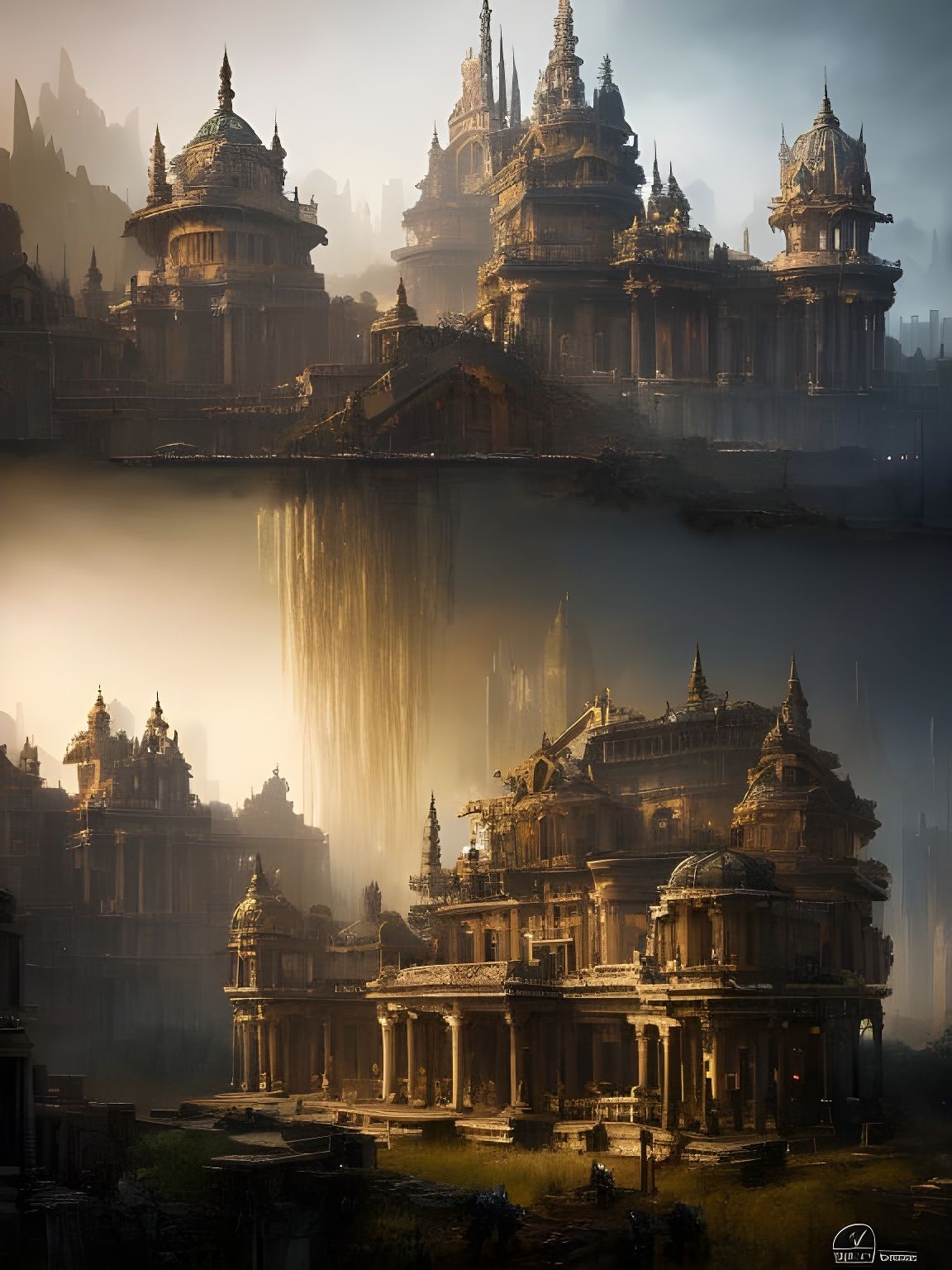 Fantasycore Roman Castle Mansion Digital Painting