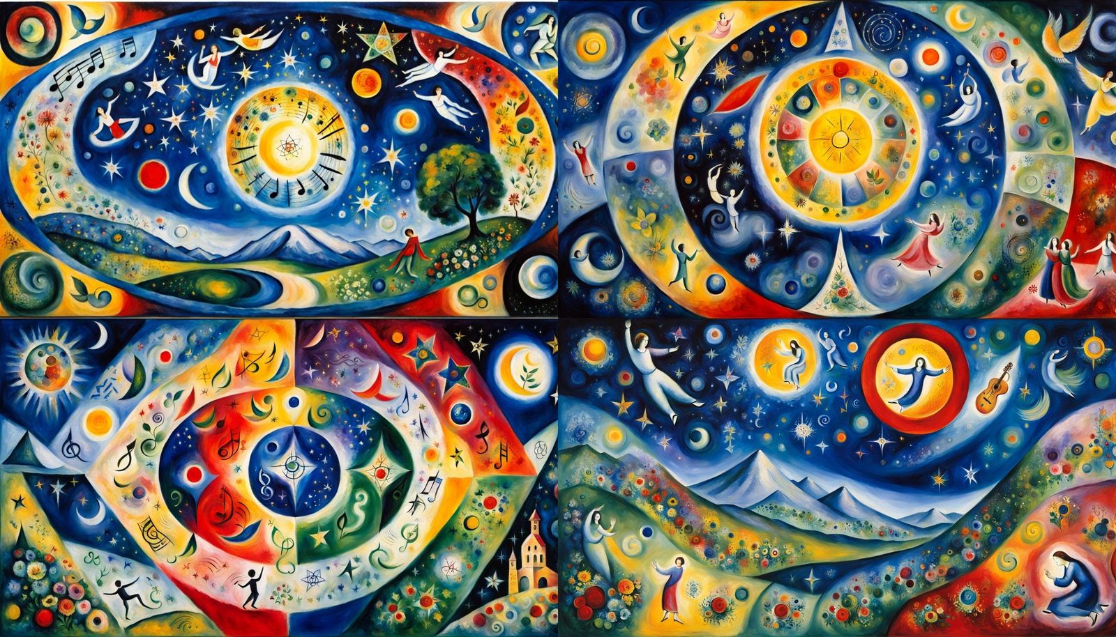 Celestial Music Mandala in Chagall Style