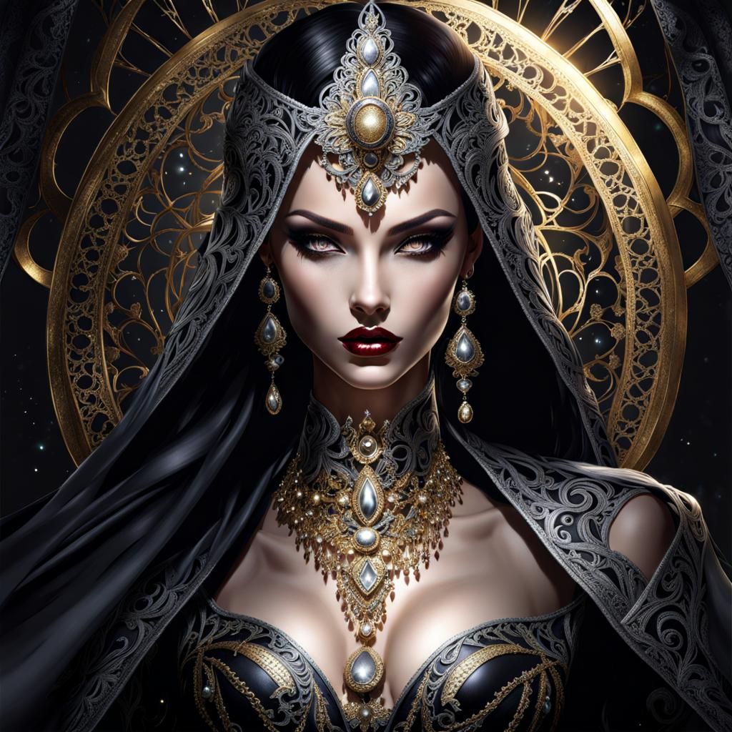 Gothic Mistress in Splash Art Style