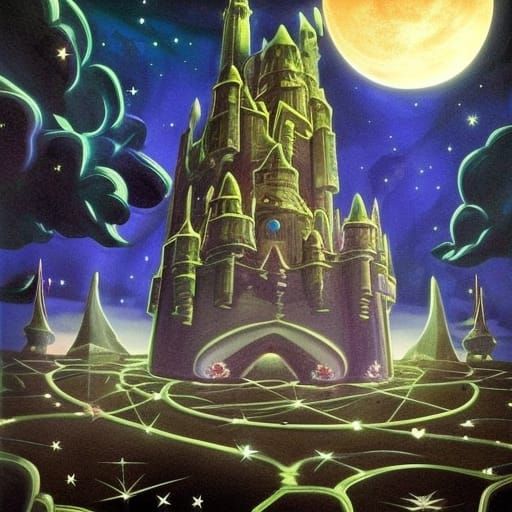 Floating Sci-Fi Castle in a Surreal Landscape