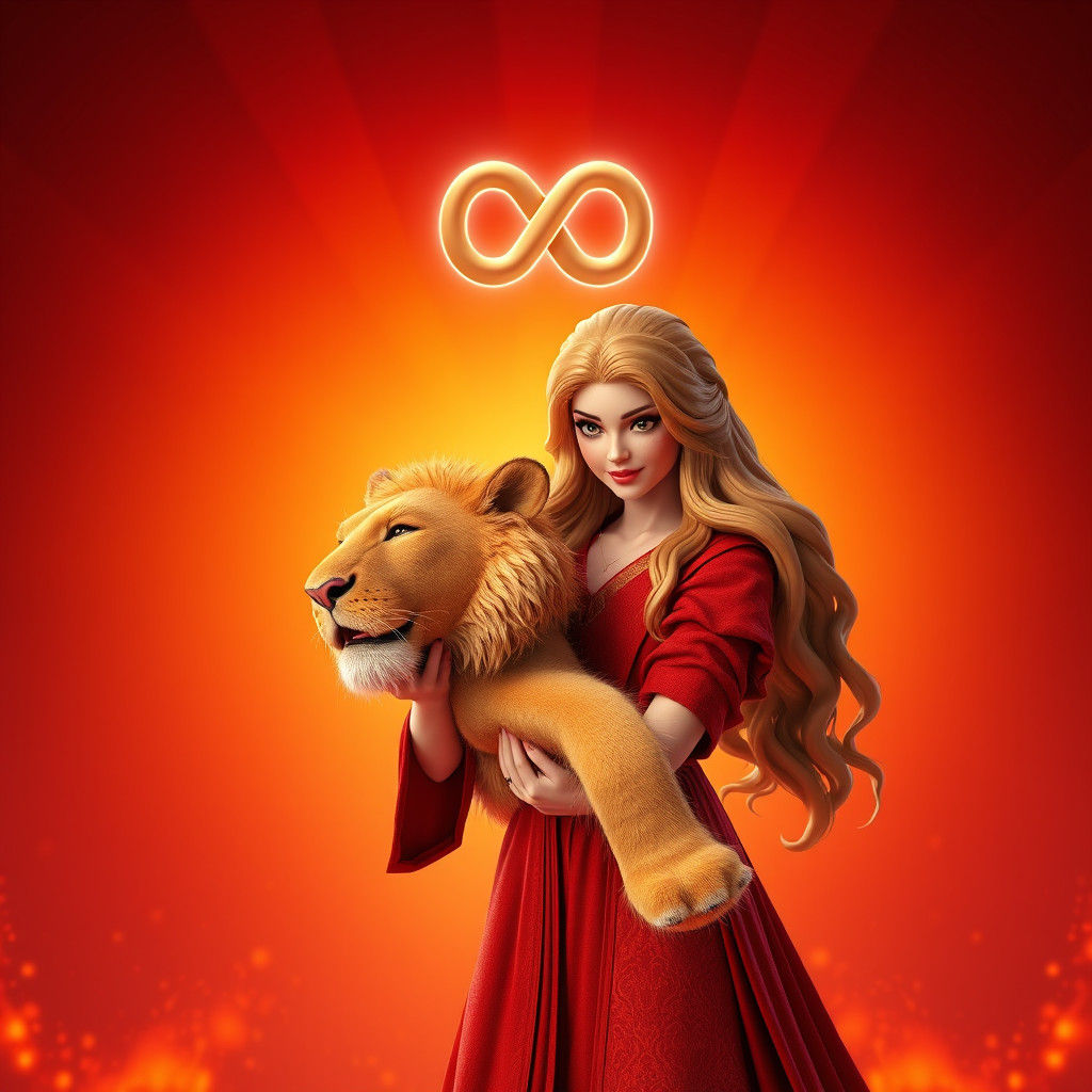 Lion Tamer with Infinity Symbol in 3D Style