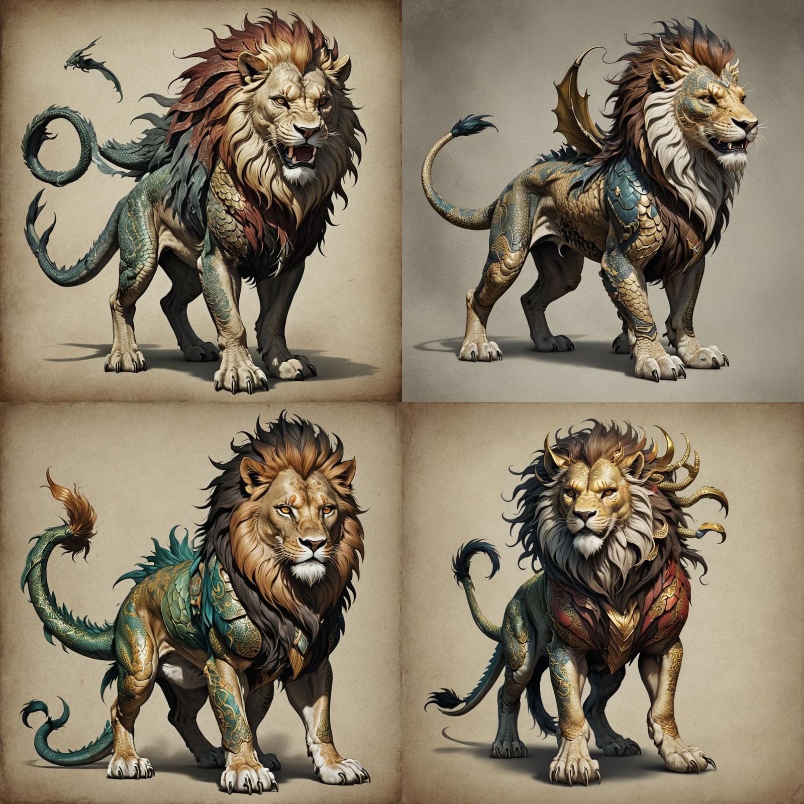 Majestic Lion-Dragon Hybrid Creature
