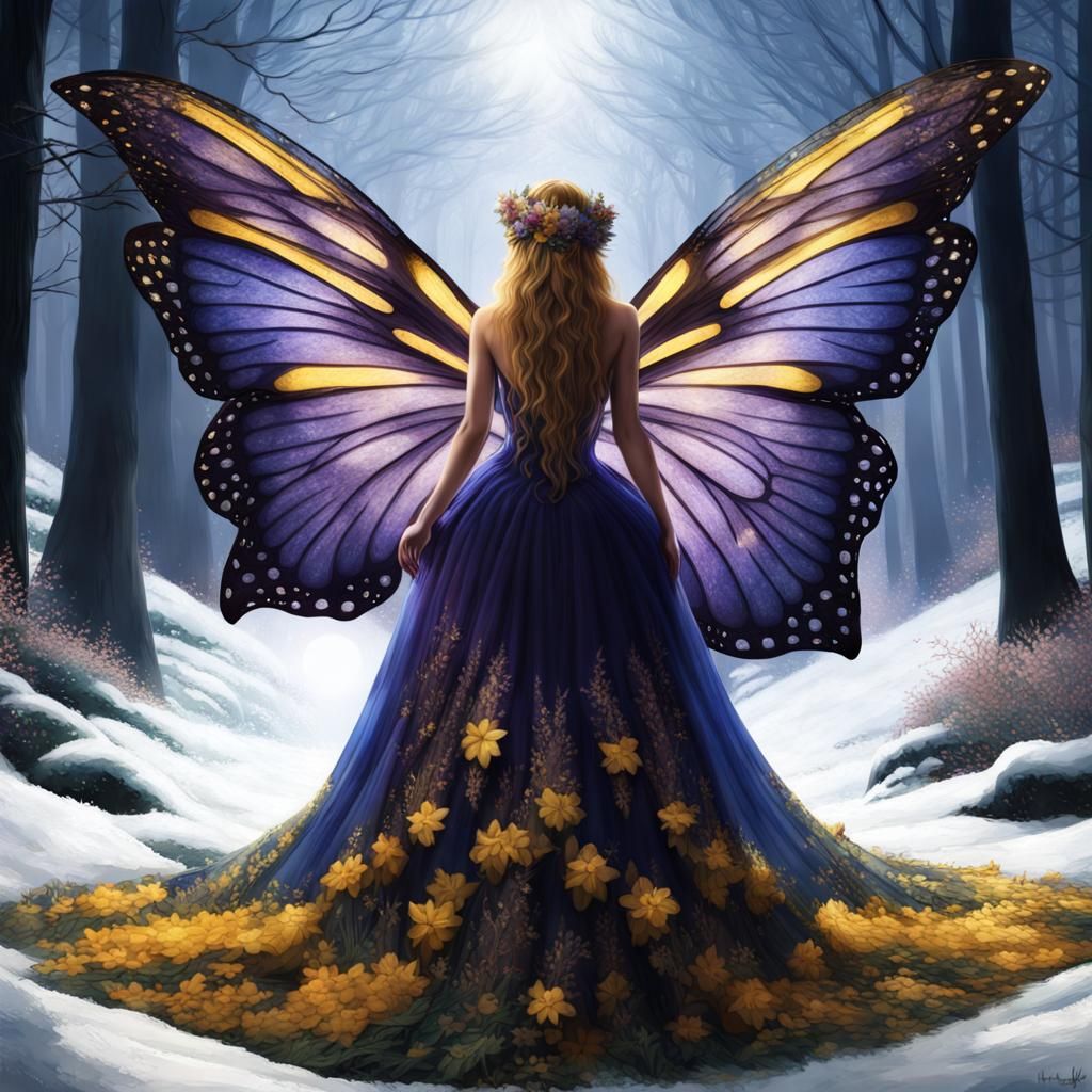 Butterfly Woman in Forest: Fantasy Concept Art