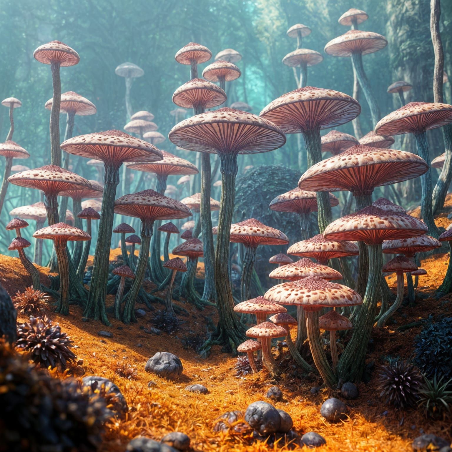 Fantastical Mushroom Forest in Detailed Matte Painting