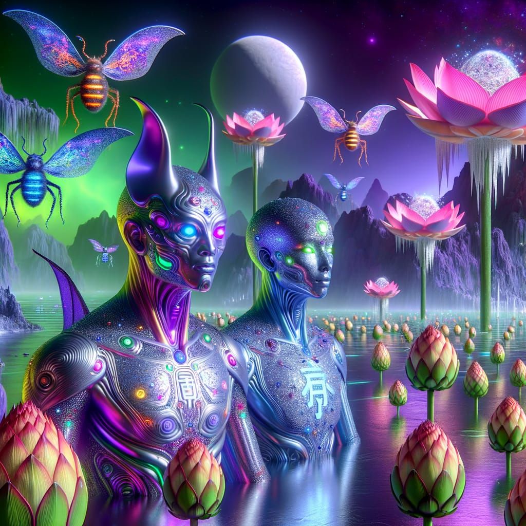 Alien Beings in Surreal Future Landscape
