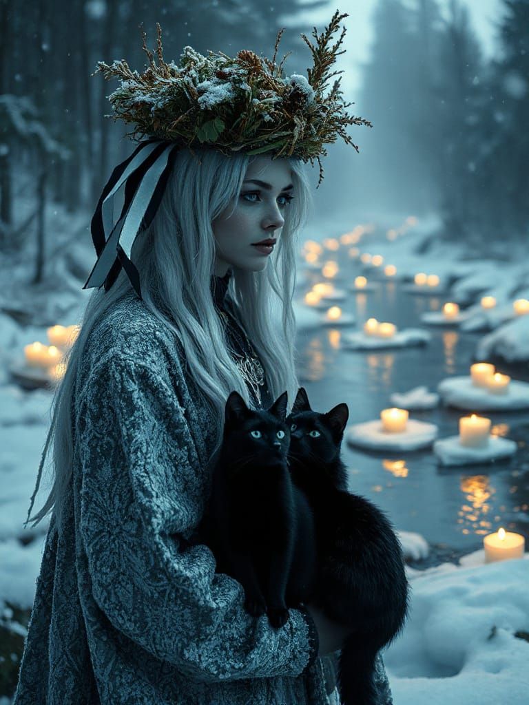 Slavic Winter Goddess Marzanna as Dark Christmas Spirit