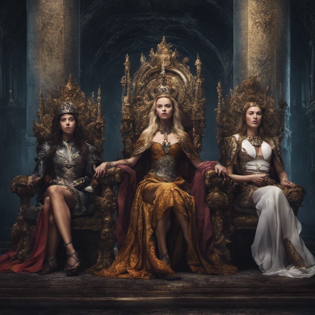 Young Queen with Warriors: Fantasy Concept Art