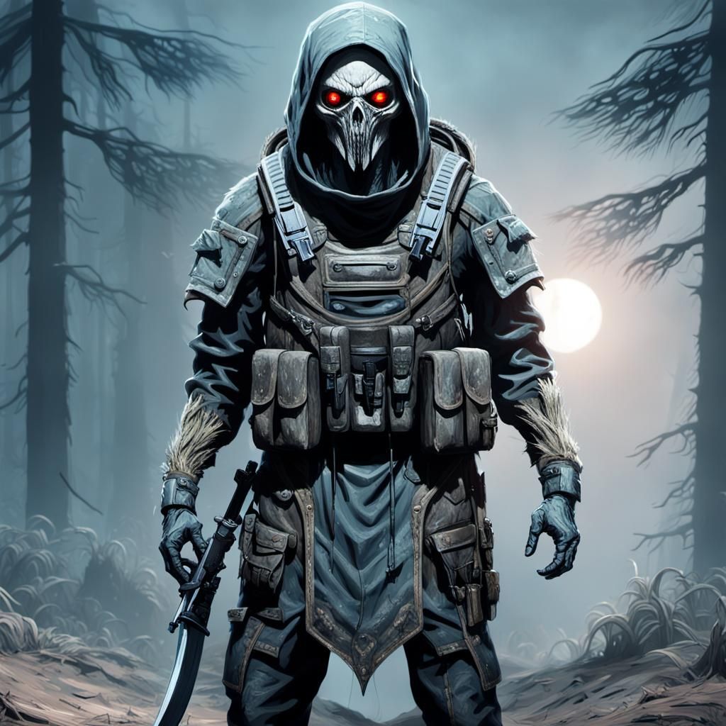 Ominous Alien Reaper in Dark Forest