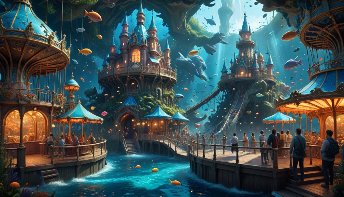Underwater Amusement Park in Vibrant 3D