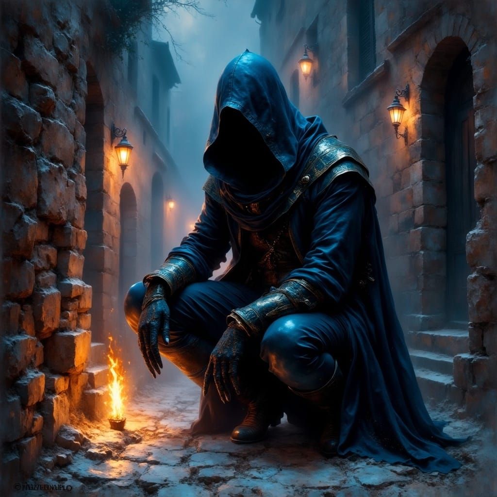 Mysterious Pirate Figure Emerges from Shadows in Dark Alleyw...