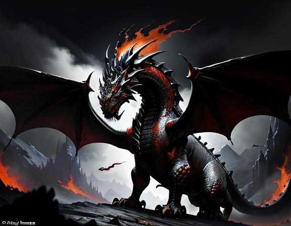Fiery Dragon in Dynamic Fantasy Art Style