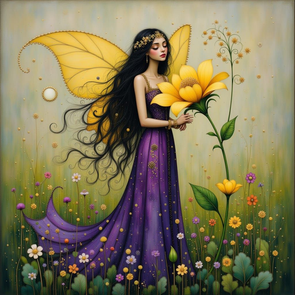 Whimsical Faerie Queen in a Lavender Meadow