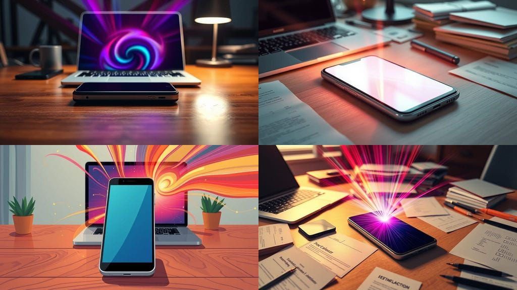 Mobile Device Glows with Magical Energy in a Modern Office S...