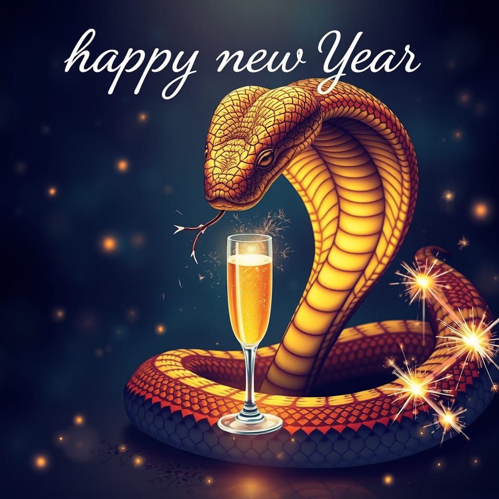 Majestic Cobra Toasts New Year with Champagne and Sparklers
