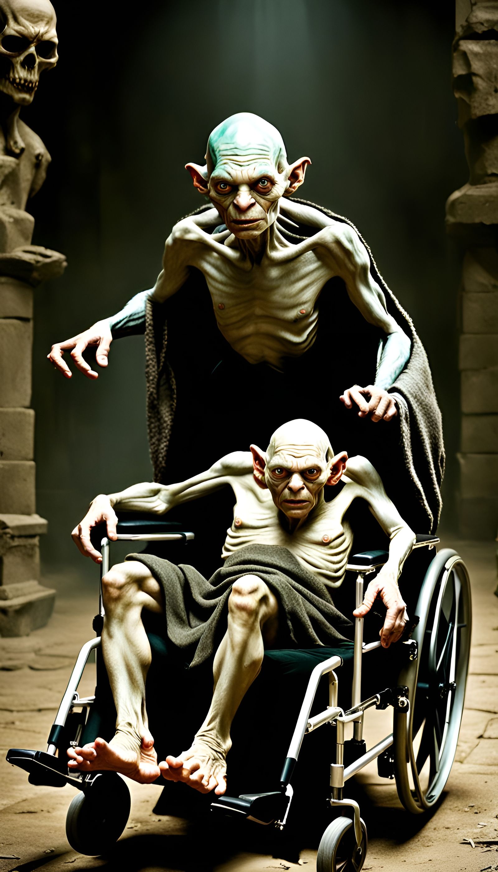 Gollum and Voldemort Wheelchair Ride