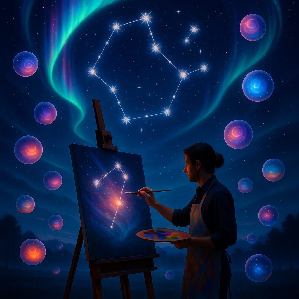 Artist Paints Celestial Aurora in Surreal Fantasy Studio