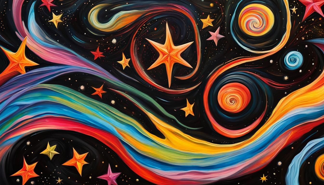 Vivid Celestial Stars in Impasto Oil Paint